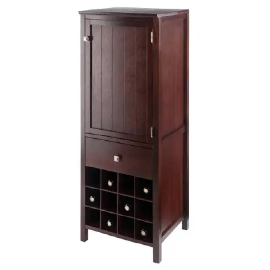 Brooke Cupboard 1 Drawer and Wine Holder Walnut - Winsome image {6}