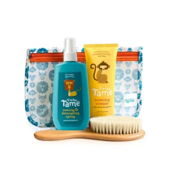 T is for Tame - Natural Taming Cream, Detangling Spray & Natural Bristle Brush for Frizz, Flyaways & Static, Safe for Babies and Kids, 3 ct. image {9}
