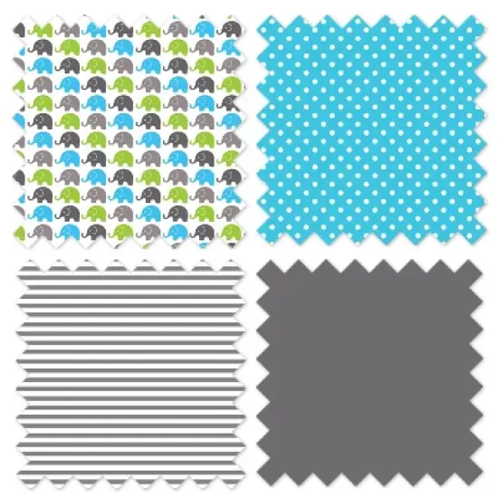 Bacati - Elephants Long Crib Rail Guard Cover Aqua/Lime/Gray image {4}