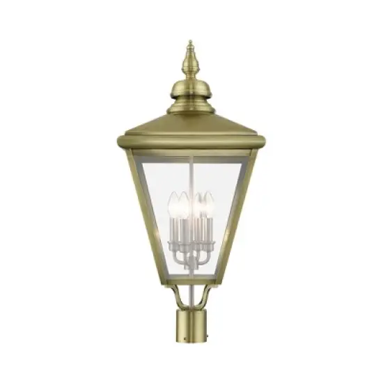 Livex Lighting Adams 4 - Light Post Light in  Antique Brass/Brushed Nickel image {1}