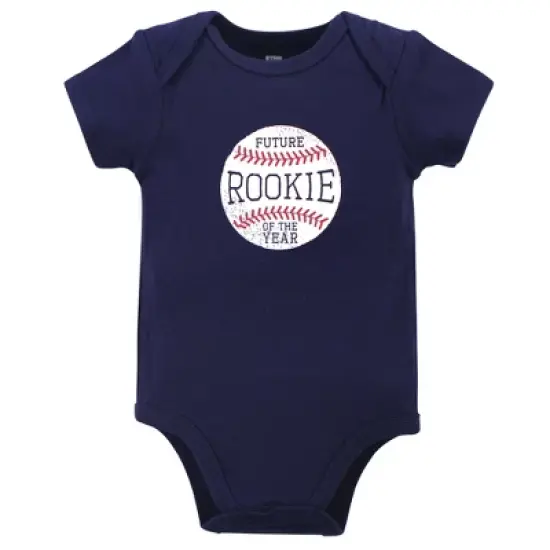Hudson Baby Infant Boy Cotton Bodysuits 3pk, Baseball image {3}