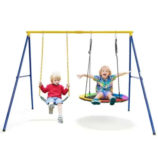 Costway 2-Pack Swing Set Swing Seat Replacement & Saucer Tree Swing for Indoor & Outdoor image {9}