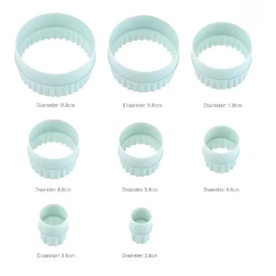 Kitcheniva Double-Sided Plastic Cookie Cutter Set Light Green Wave Edge Baking Tools 8 Pcs image {3}