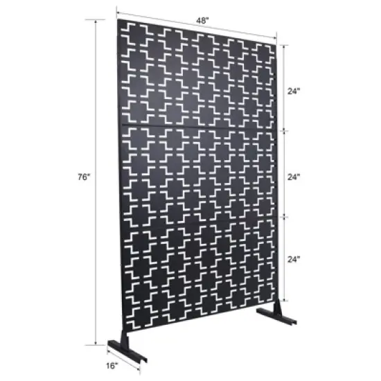 DSVIMOY Outdoor & Indoor Privacy Screen, Freestanding Decorative Privacy Screen for Deck Balcony Patio, Black, 48"*76"*16" image {2}