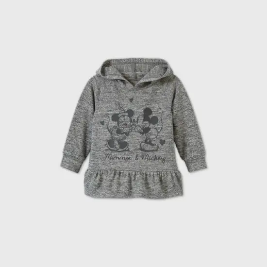Toddler Girls' Mickey and Minnie Mouse Hooded Pullover Sweatshirt - Heather Gray image {2}
