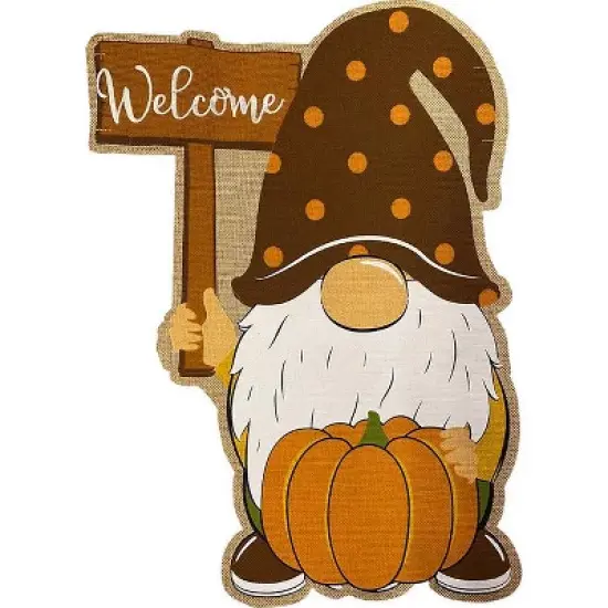 Fall Gnome Burlap Garden Flag Autumn Welcome Pumpkin 18" x 12.5" Briarwood Lane image {2}