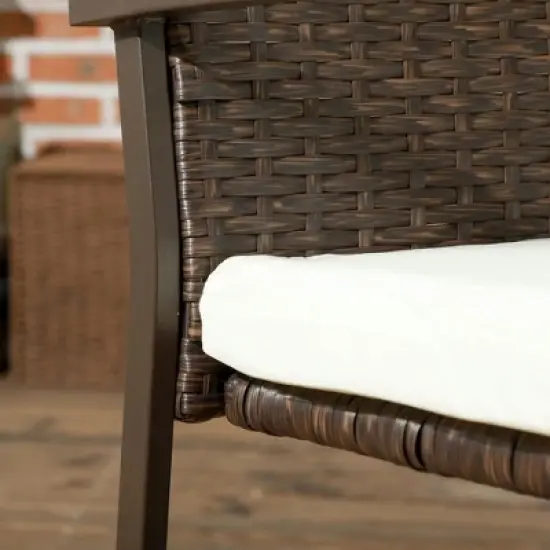 Resenkos Outdoor Dining Room Chairs, Patio Kitchen Chairs,PE Rattan Outdoor Dining Chair Set with Cushion and Backrest, Cream White,2 Pcs image {2}