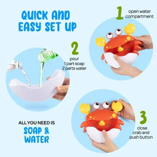 Hoovy Crabby Bubble Bath Bubble Maker with 12 Children's Songs Bath Toy image {2}