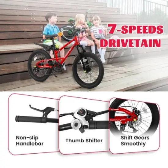 Gulches Kids Bike for 5-10 Years (4'-4'7" Rider), 20"&times;2.125" Tires, 7-Speed Thumb Shifters, Front Disc Brake, 85% Pre-Assembled image {5}