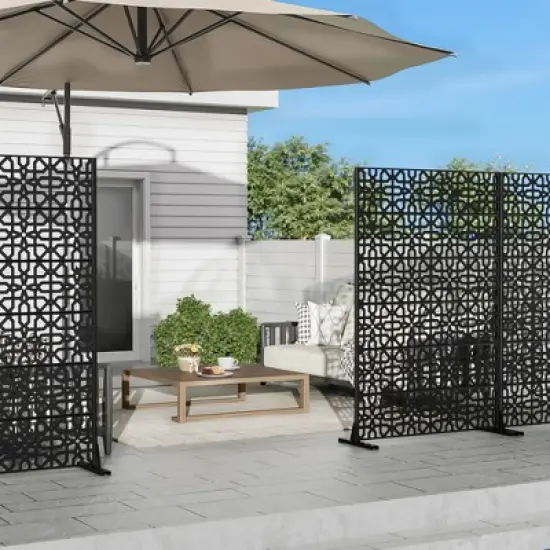72" H&times;47"W Dovelina Brown Metal Planter Box with Trellis Privacy Screen for Caf&eacute; Patio,Garden & Balconies image {2}