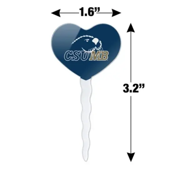 California State University Monterey Bay Primary Logo Heart Love Cupcake Picks Toppers Decoration Set of 6 image {5}