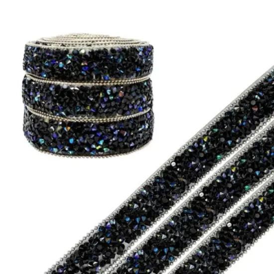 Wrapables 3 Yards Self Adhesive Resin Rhinestone Ribbons, Glittery Bling Tape Strips for DIY Crafts Wedding Party Decoration (3 Rolls) image {13}