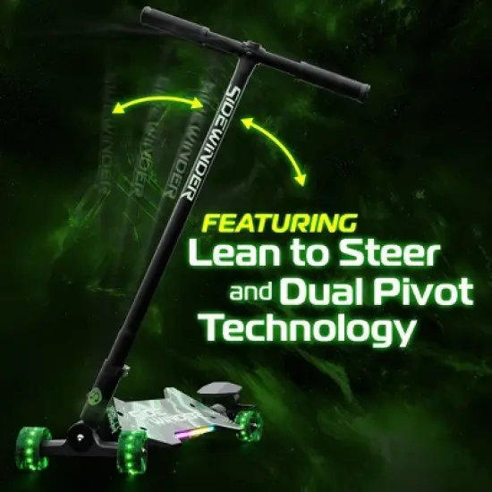 Melo SideWinder Kick Scooter - Green: Steel & Aluminum Frame, Lights Up image {2}