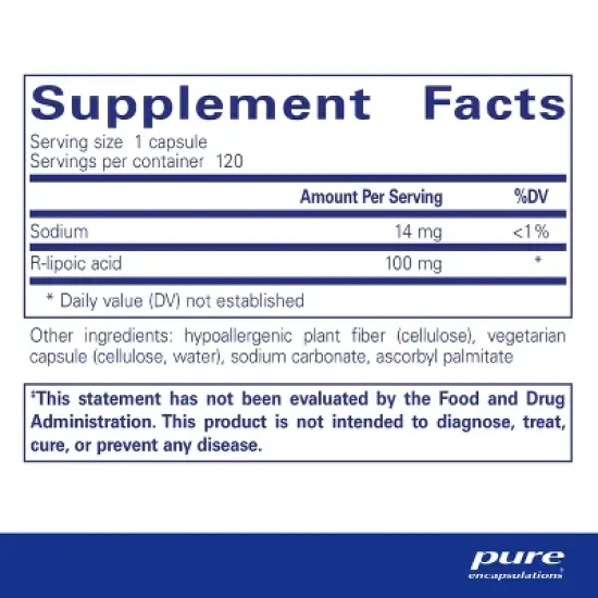 Pure Encapsulations R-Lipoic Acid (Stabilized) - Hypoallergenic Supplement with Enhanced Antioxidant Protection and Metabolic Support image {1}
