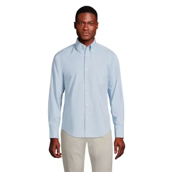 Lands' End Men's Tailored Fit Essential Lightweight Long Sleeve Poplin Shirt image {4}