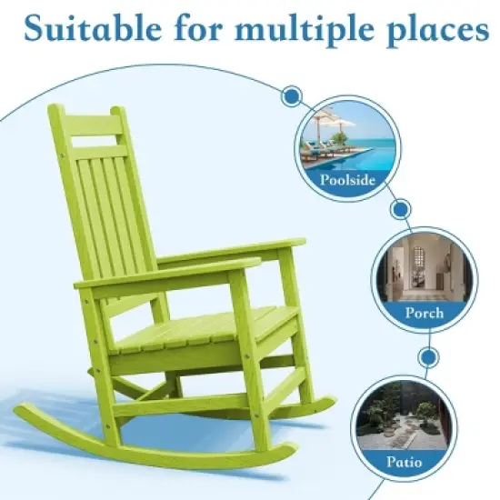 Hyleory HDPE Modern Resin Outdoor Rocking Chair, Patio Adirondack Chair for All Seasons image {6}