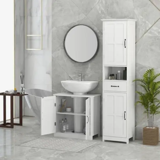 Gulches White Bathroom Sink Cabinet, U-Shaped Design, 23.5" W x 11.75" D x 23.5" H image {1}