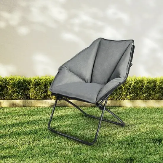 Costway Folding Saucer Padded Chair Soft Wide Seat w/ Metal Frame Lounge Furniture image {8}