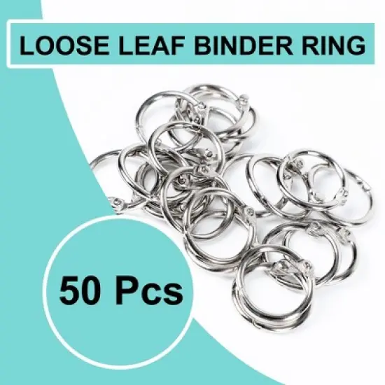Unique Bargains Staple Book Loose Leaf Key Ring Keychain 20mm Outer Diameter Metal Binder Clips 0.59 inches Silver 50 Pcs image {3}