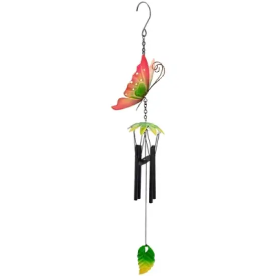 Northlight 19" Red Metal Butterfly Outdoor Garden Windchime image {2}