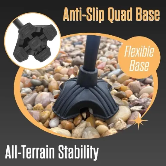 DMI Rugged Stride All-Terrain Adjustable Walking Canes for Women & Men, Sturdy Foldable Walking Stick for Stability, Quad Pivot Base, Compact, image {2}