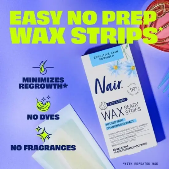 Nair Sensitive Hair Remover Legs & Body Wax Strips - 40ct image {2}