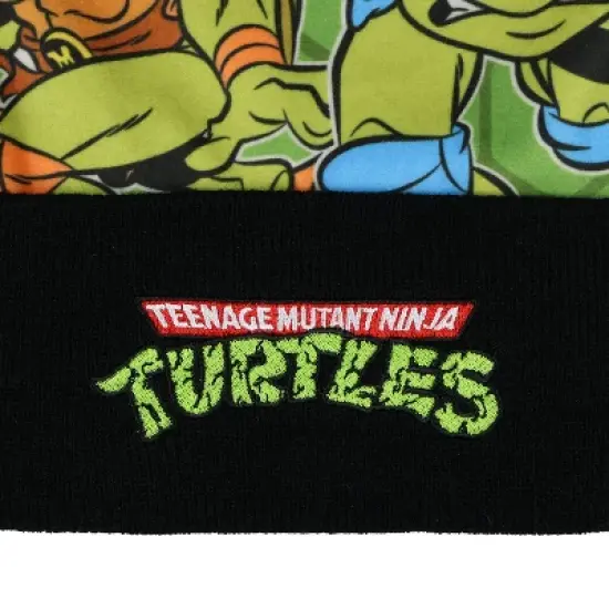 Teenage Mutant Ninja Turtles Cuffed Beanie Leonardo Raphael Michelangelo Donatello Upper Fleece TMNT Cap Knit Hat Multicolored image {3}