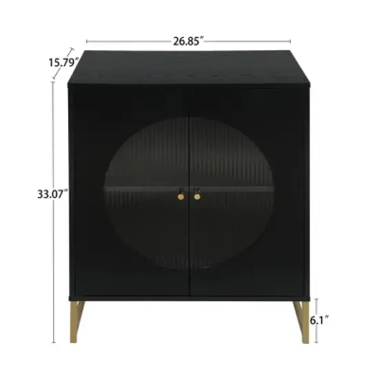 Aubrey 33.07'' H x 26.85'' W x 15.79'' D Glass Door Storage Cabinet and Adjustable Shelf Sideboards and Buffets-The Pop Home image {4}