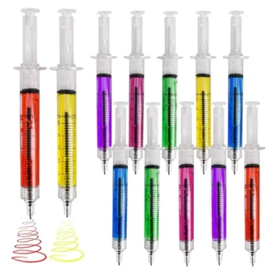 Playbees Syringe Retractable Ballpoint Pens - 12 Pack: Fun & Functional Writing Tools for All Ages image {8}