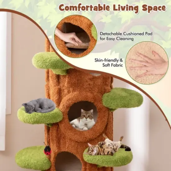 Tangkula 90.5" Tall Multifunctional Cat Tree w/ Private Condos Sisal Covered Scratching Panel image {5}