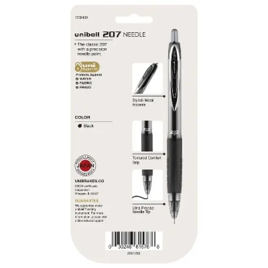 uni-ball uniball 207 Needle Retractable Gel Pens Medium Point 0.7mm Black Ink 4/Pack (1738430) image {7}