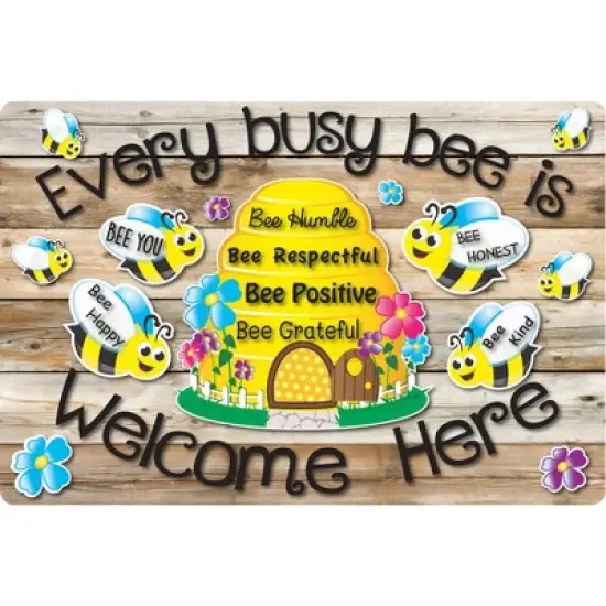 Smart Poly&reg; Welcome Mat with Slip Resistant Backing, 15.5" x 23.5", Bee Hive Theme Values image {4}