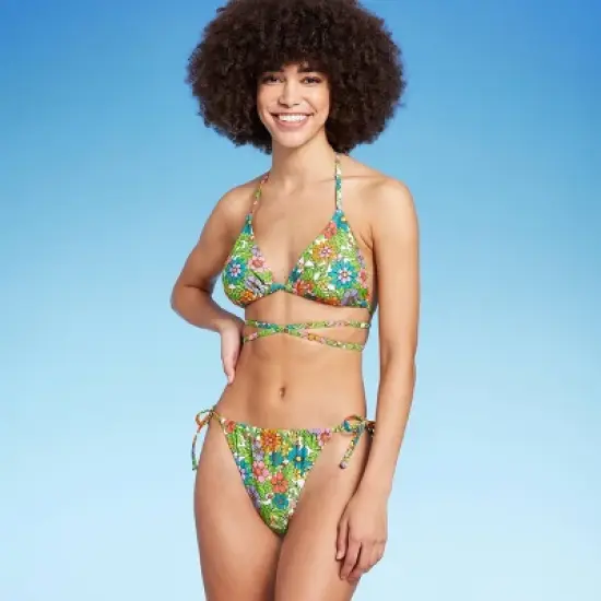 Women's Side-Tie Adjustable Coverage Ultra High Leg Bikini Bottom - Wild Fable&trade; Floral Print image {2}