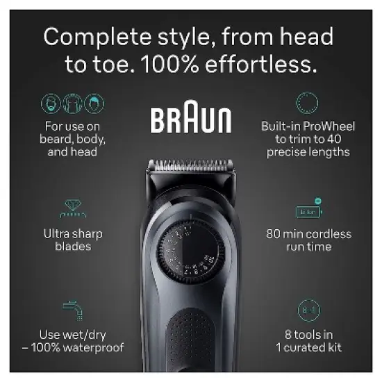 Braun All-in-One Series 5 AiO5470 Rechargeable 8-in-1 Body, Beard & Hair Electric Trimmer image {2}