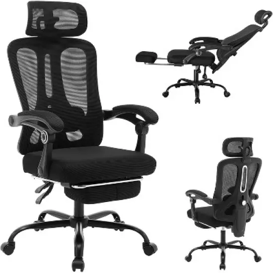Ergonomic Office Chair with Adjustable Lumbar Support & Footrest, High-Back Mesh Computer Chair, 400LB Capacity for Home, Office, and Gaming image {8}