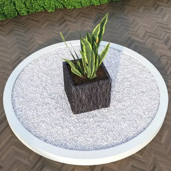 LeisureMod Verdura Square Dotted Black Fiberstone Planter Pot with Drainage Holes, Weather-Resistant for Indoor/Outdoor Use image {2}