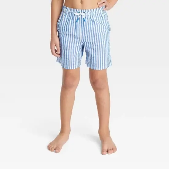 Boys' Striped Seersucker Swim Trunks - Cat & Jack&trade; Blue image {3}