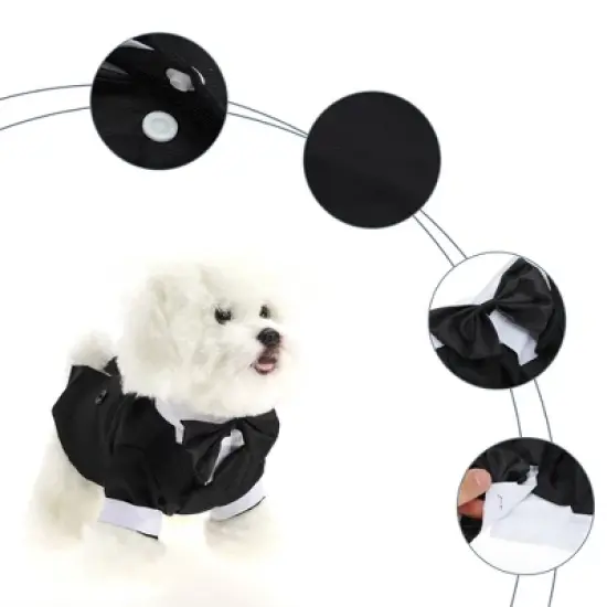 Unique Bargains Stylish Dog Tuxedo Black 1 Pc image {5}