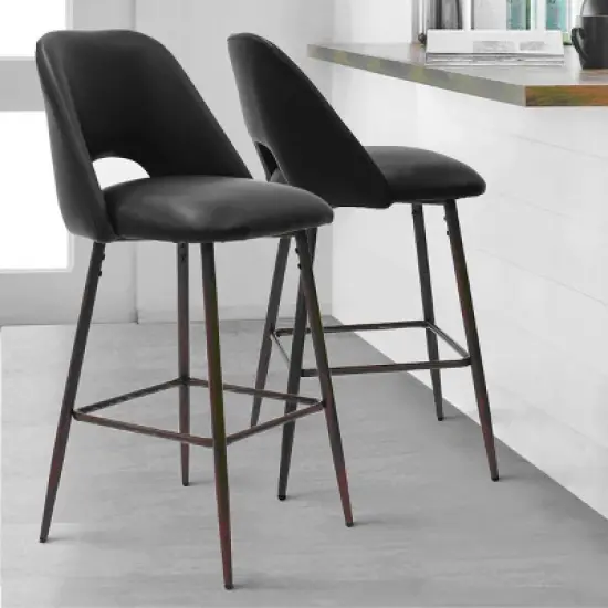 26 inches Edwin Upholstered Counter Height Stool (Set of 2) Walnut Leg-The Pop Maison image {11}