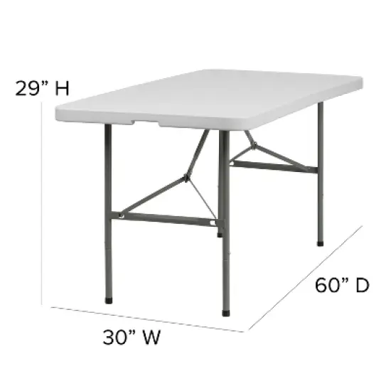 Flash Furniture 5-Foot Bi-Fold Granite White Plastic Folding Table image {2}