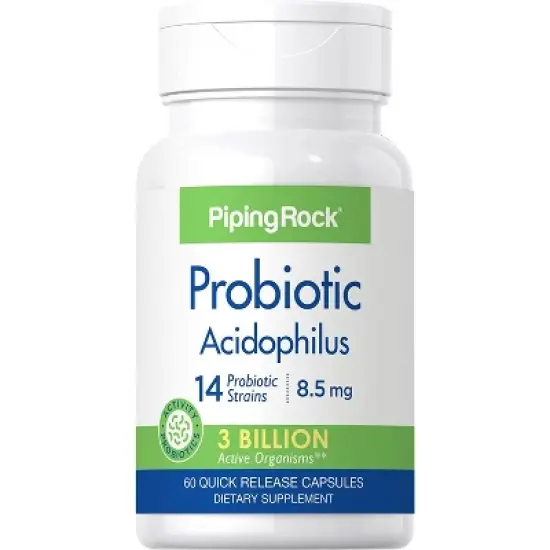 Piping Rock Probiotic Acidophilus | 14 Strains 3 Billion Organisms | 60 Capsules image {1}