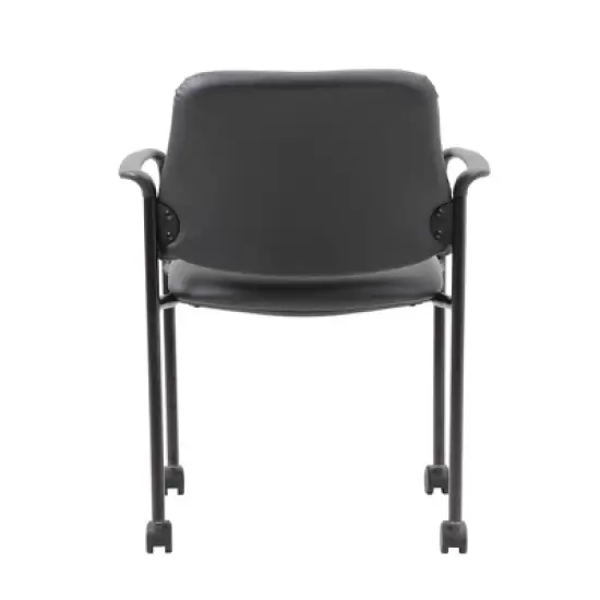 Boss Office Products Stacking Chair with Casters Black: Upholstered Desk Chair, Metal Frame, Fixed Arms image {3}