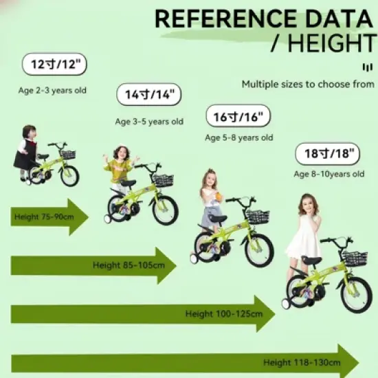 Angel Sar 16 Inch Kids Bike with Training Wheels, Adjustable Seat & Handlebars for Boys and Girls Ages 4-8 (41-53" Height), Multiple Colors, Green image {7}