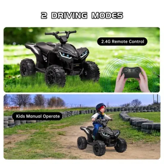 12V Ride On ATV for Kids Electric Four Wheeler for Toddlers Ages 3-8, Battery Powered Quad with Remote Control, LED Lights image {5}