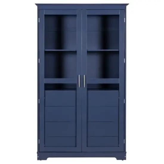 Large Wood Kitchen Pantry Cabinet with Glass Doors and Drawers,Freestanding Farmhouse Storage Organizer for Kitchen or Dining Room-Coolbibila image {5}