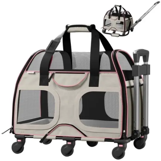 Katziela Airline Compliant Wheeled Pet Carrier With Removable Wheels and Telescopic Handle image {16}
