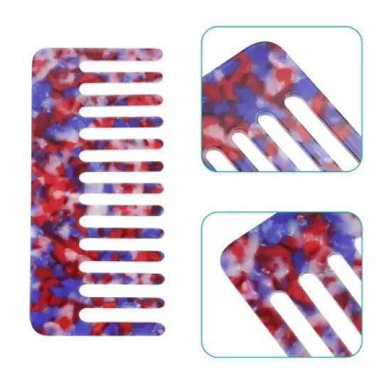 Unique Bargains Anti-Static Hair Comb Wide Tooth for Thick Curly Hair Hair Care Detangling Comb For Wet and Dry Dark 2.5mm Thick Colorful 2 Pcs image {2}
