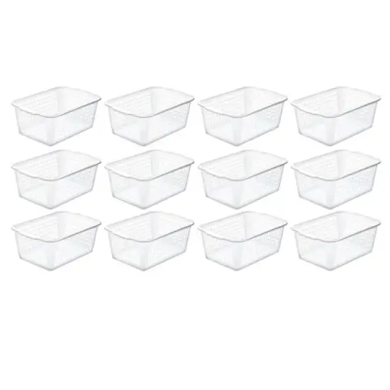 YBM HOME Plastic Perforated Storage Basket Bin Office Drawer, Shelf Desktop CountertopTray Organizer 32-1184, Pack of 12 image {9}
