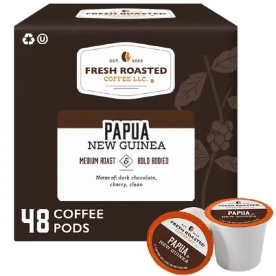 Fresh Roasted Coffee - 48 CT Organic Papua New Guinea Medium Roast Single Serve Pods image {9}