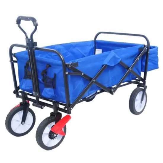 DSVIMOY Portable Folding Beach Wagons with Wheels, Portable Carts with Adjustable Handle, Blue, 49"*19.3"*40.2" image {5}